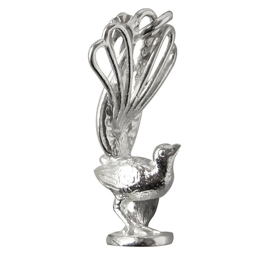 lyrebird charm in sterling silver