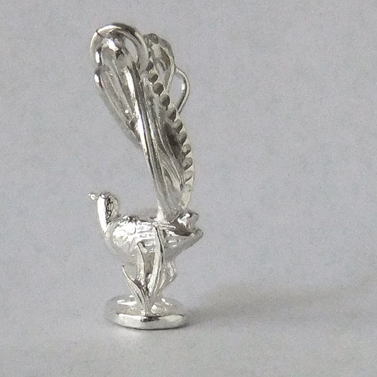 Australian lyrebird pendant in sterling silver