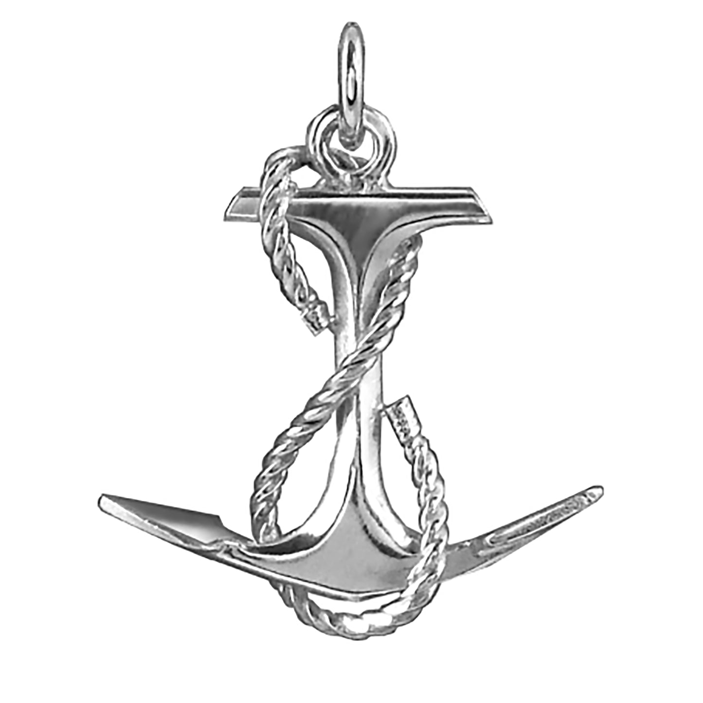 Large sterling silver anchor and rope charm