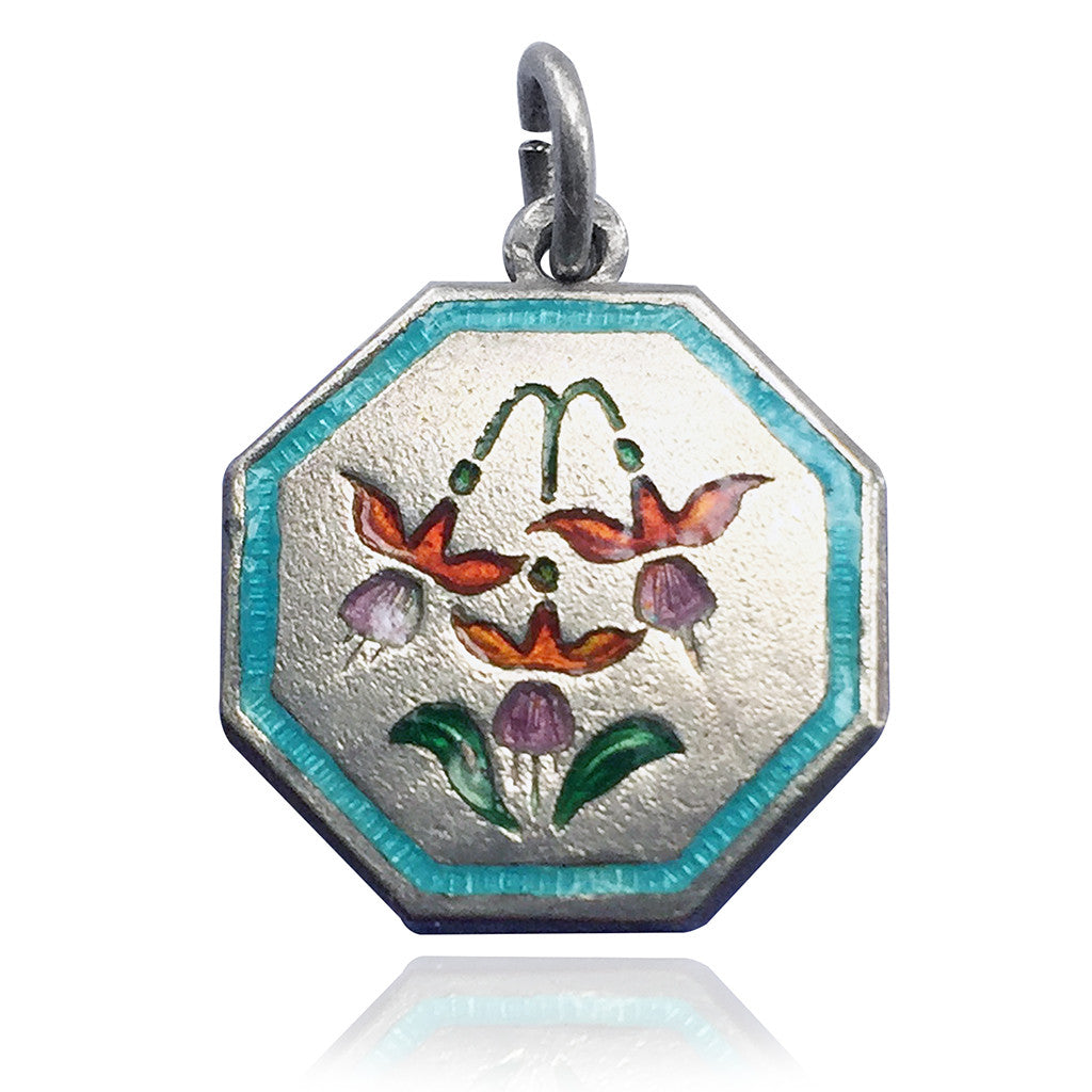 TLM July Fuchsia Flower Charm Sterling Silver Enamel
