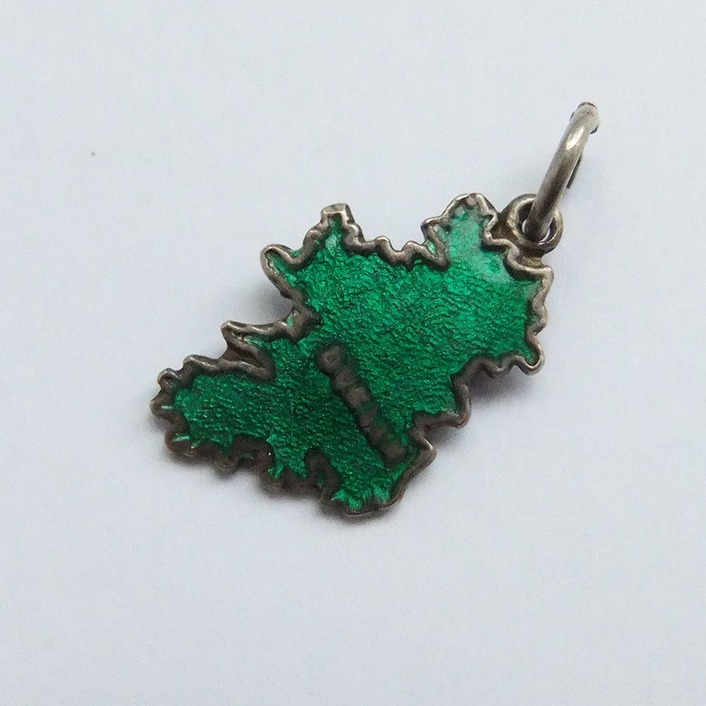 Thomas L Mott Ireland Map Charm Sterling Silver Enamel TLM