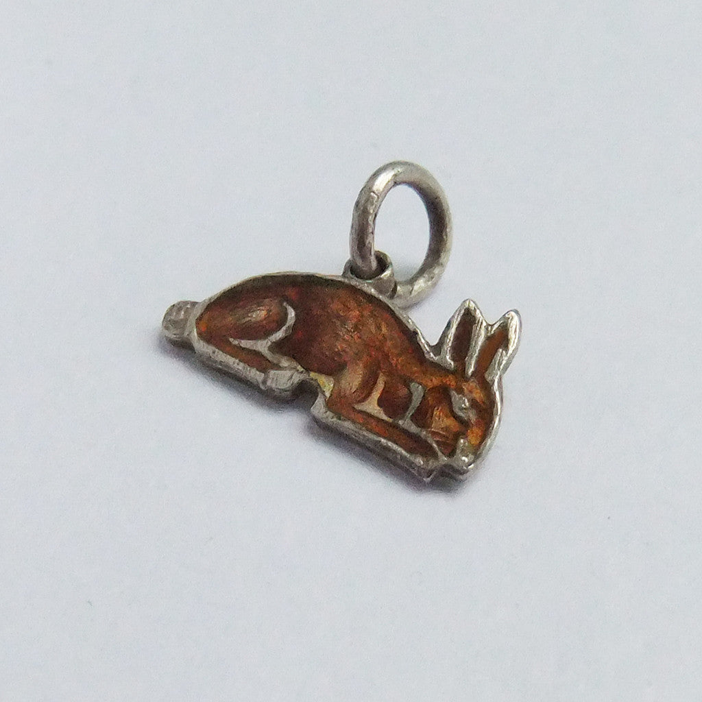 Thomas L Mott Rare Rabbit Charm Sterling Silver Enamel TLM