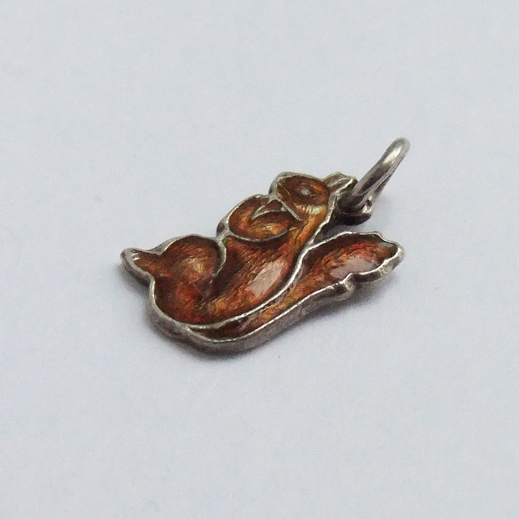 Thomas L Mott Rare Squirrel Charm Sterling Silver Enamel TLM