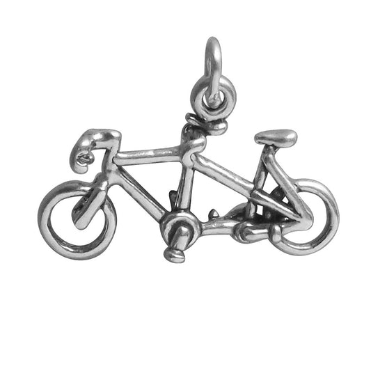 Tandem Bicycle Charm Sterling Silver Bike Pendant