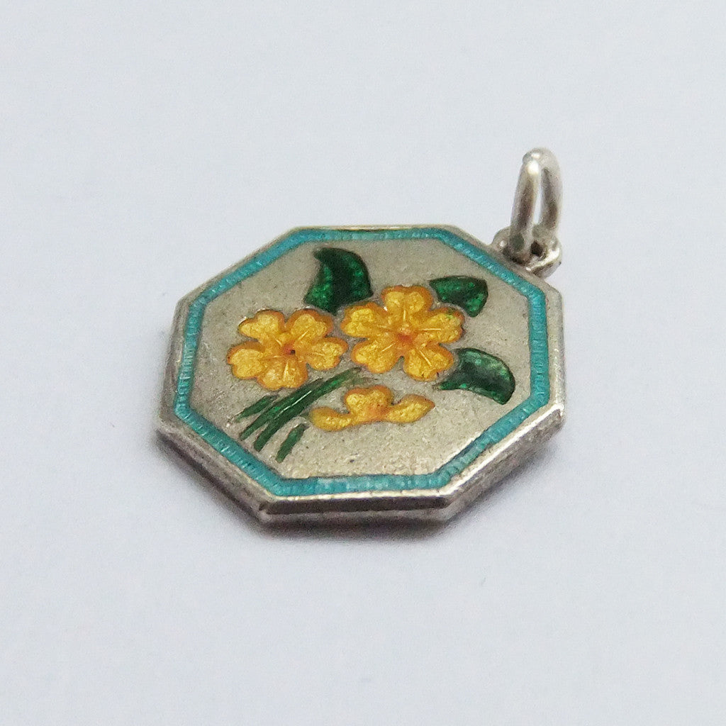 Thomas L Mott Flower Month February Primrose Sterling Silver Enamel TLM