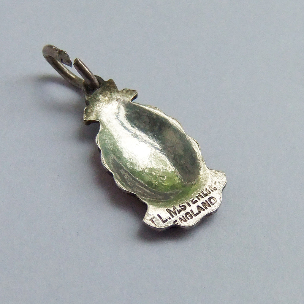 Thomas L Mott Jamaica Pineapple Charm Sterling Silver Enamel TLM