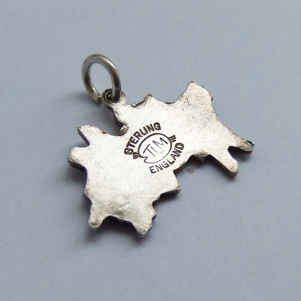 Thomas L Mott Jersey Map Charm Sterling Silver Enamel TLM