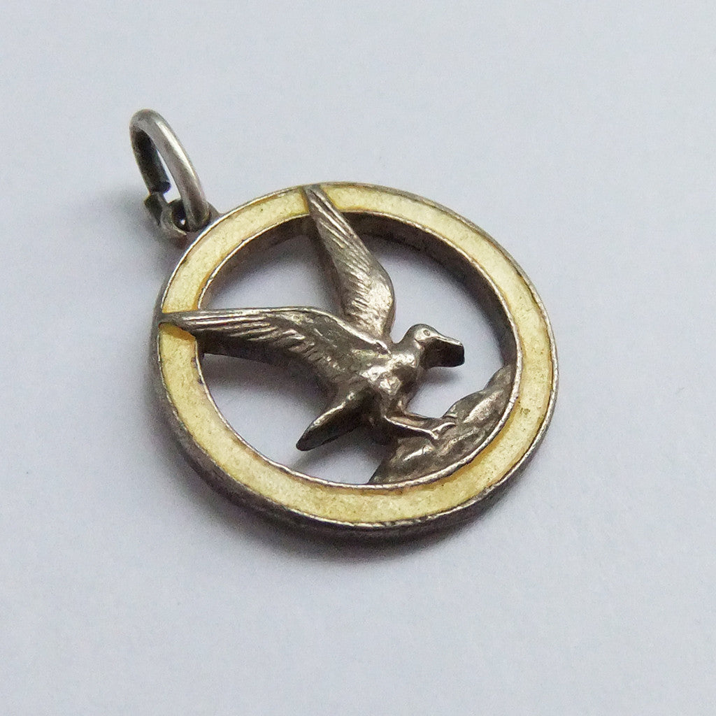 Thomas L Mott Seagull Charm Sterling Silver Enamel TLM
