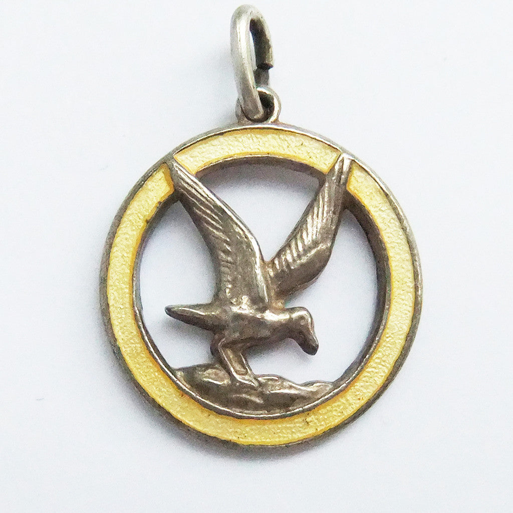 Thomas L Mott Seagull Charm Sterling Silver Enamel TLM