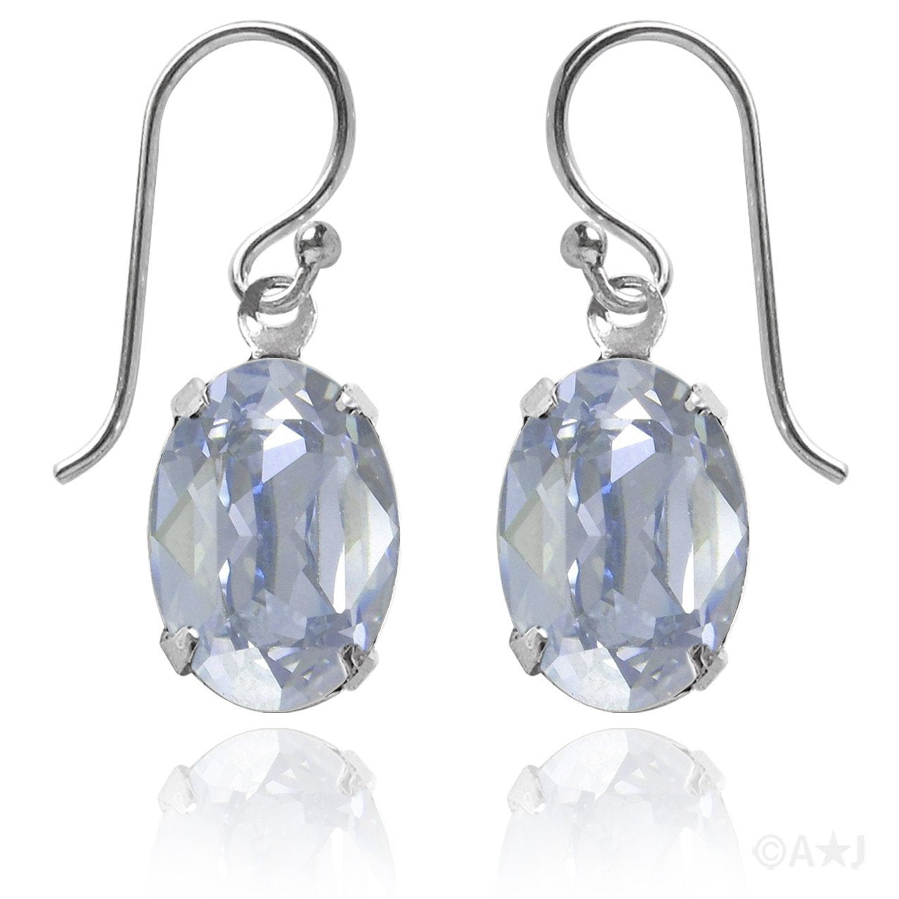 oval earrings with swarovski crystal | choice of colours blue shade