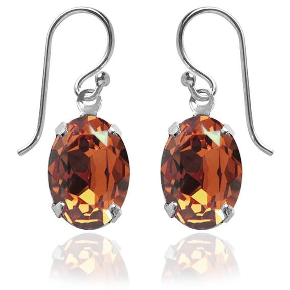 oval earrings with swarovski crystal | choice of colours copper