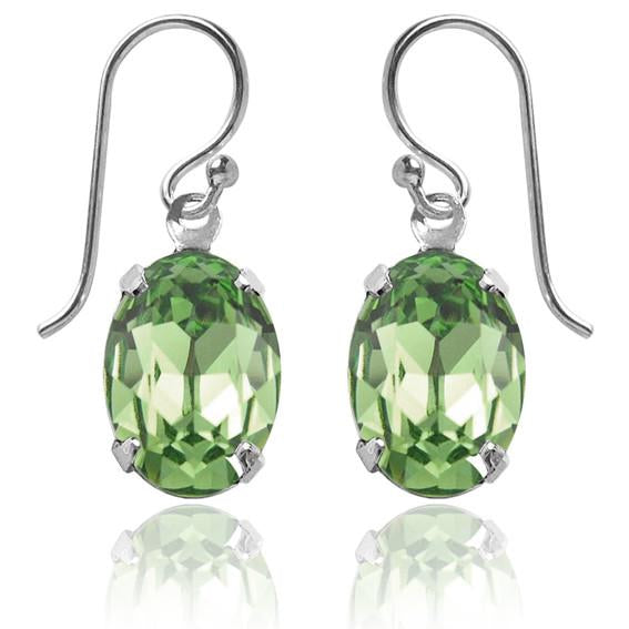 oval earrings with swarovski crystal | choice of colours peridot