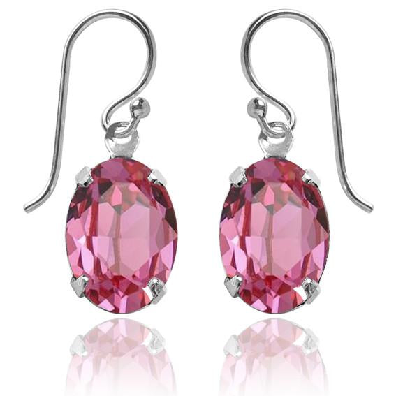 oval earrings with swarovski crystal | choice of colours rose