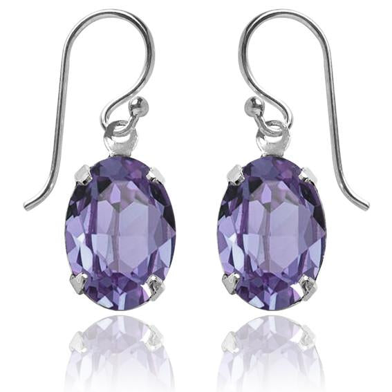 oval earrings with swarovski crystal | choice of colours tanzanite