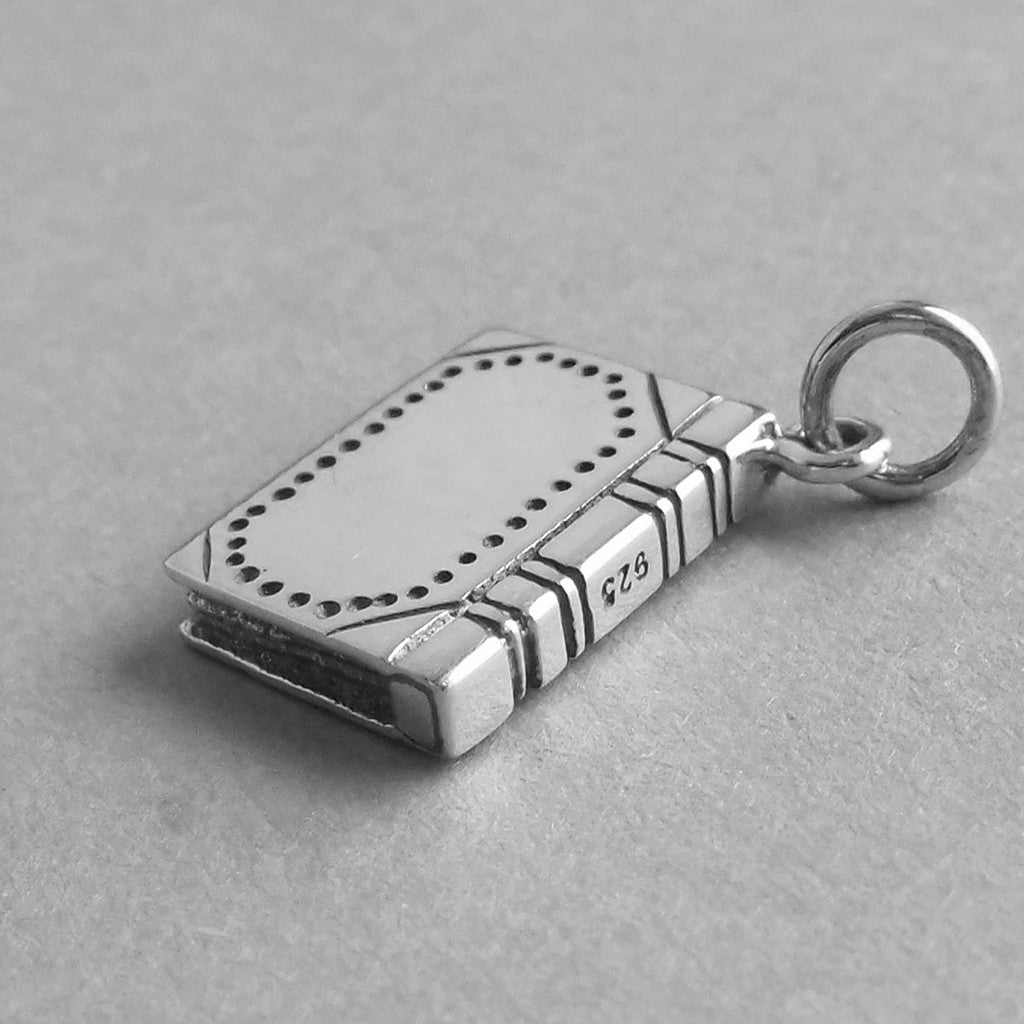 3D sterling silver book charm