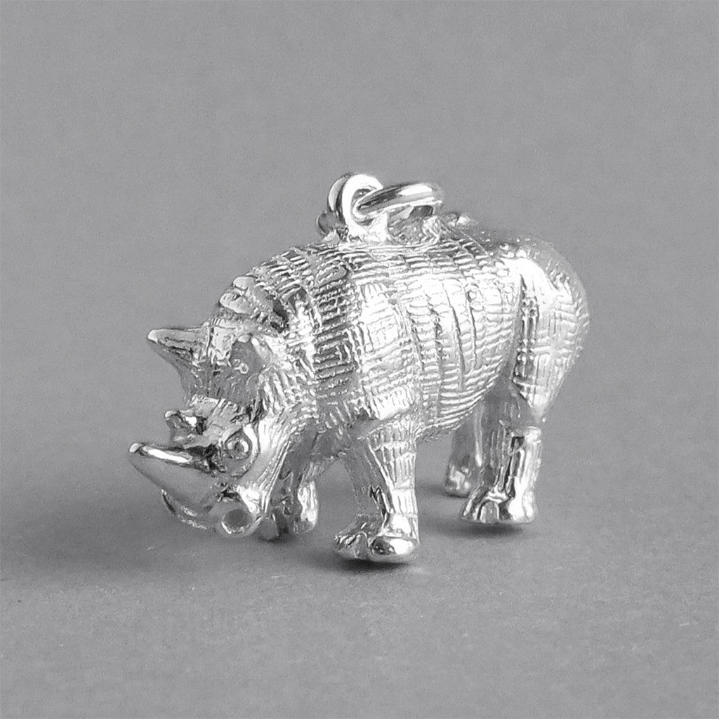 Rhinoceros Charm Sterling Silver or Gold Pendant Rhinoceros Charm Sterling Silver or Gold Pendant Charmarama Side