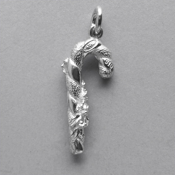 Christmas Candy Cane Charm 925 Sterling Silver or Gold Pendant