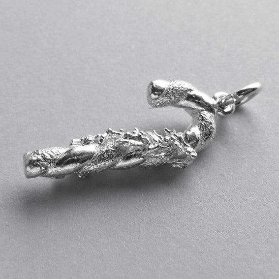 Christmas Candy Cane Charm 925 Sterling Silver or Gold Pendant