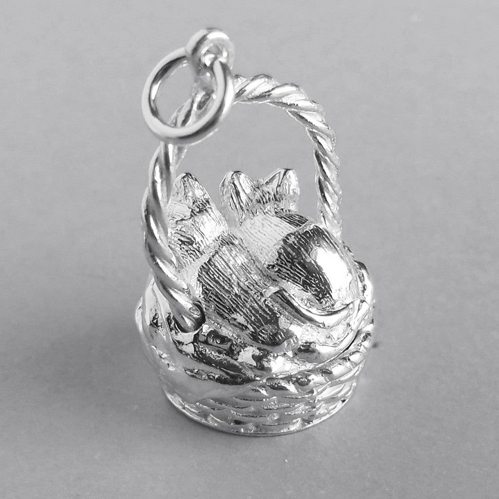 Two Kittens in a Basket Charm Sterling Silver or Gold | Silver Star Charms