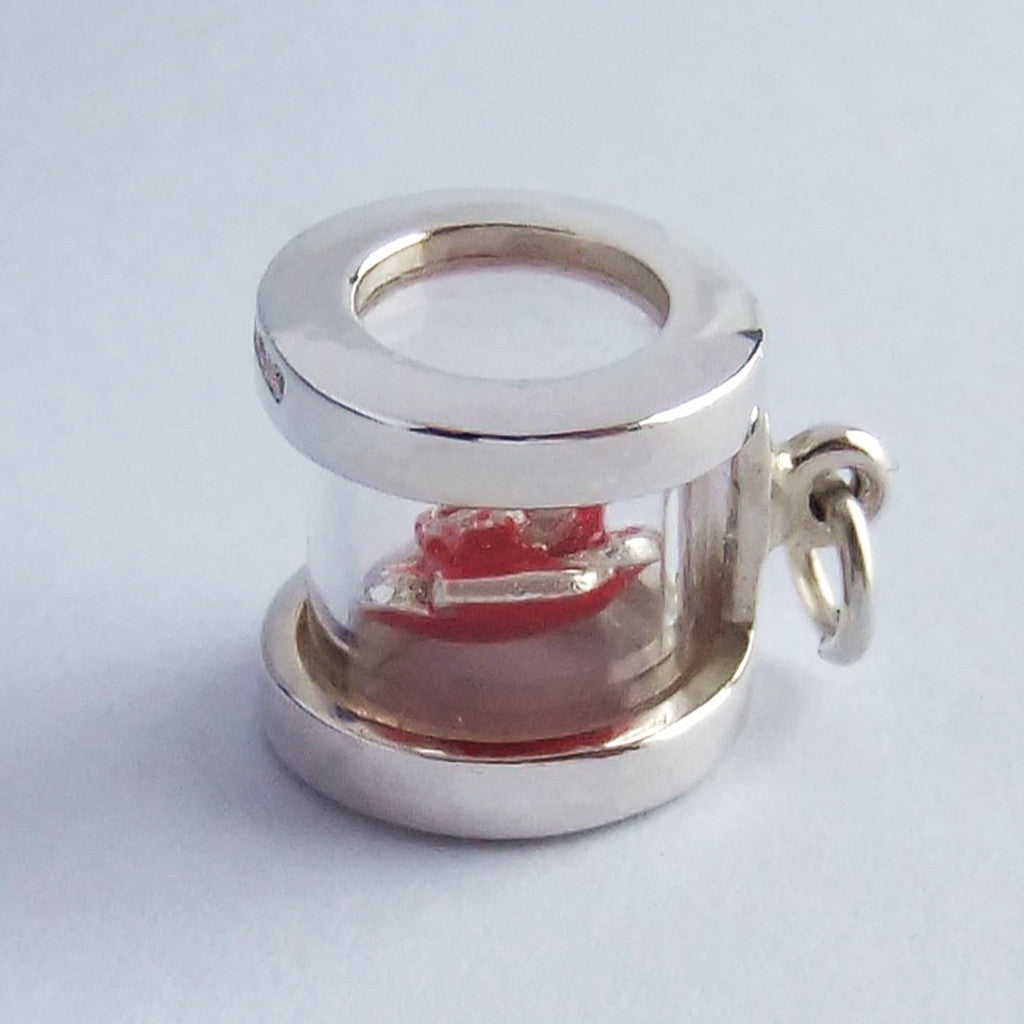 Red Rose Corsage Flower Box Charm | Silver Star Charms