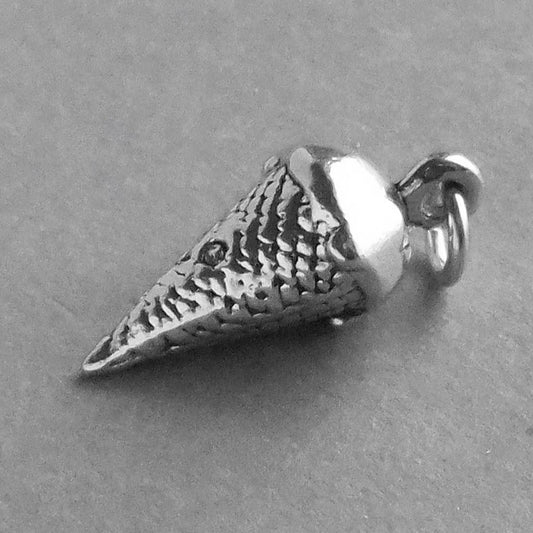Ice Cream Cornet Charm Sterling Silver Food Pendant | Charmarama