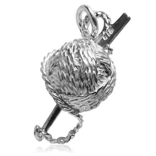 crochet charm in sterling silver