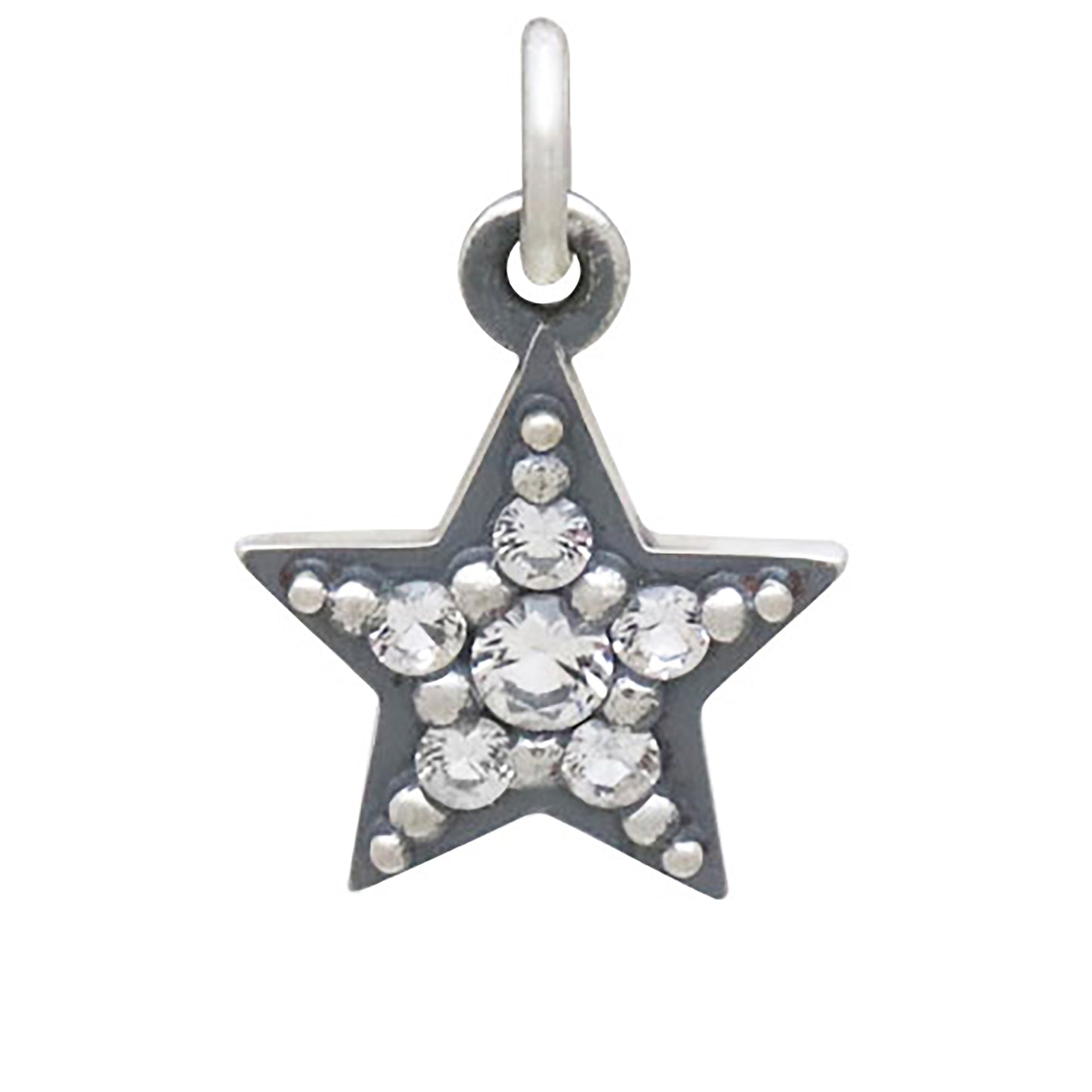 crystal star charm in sterling silver