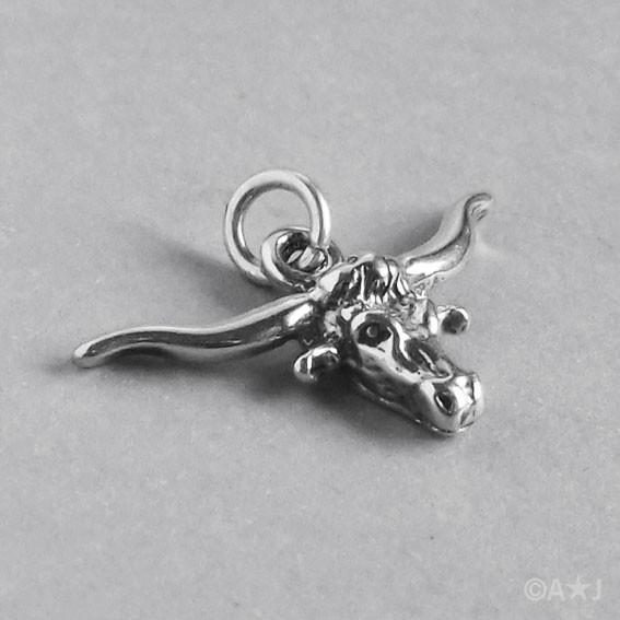 Longhorn cow charm 925 sterling silver pendant