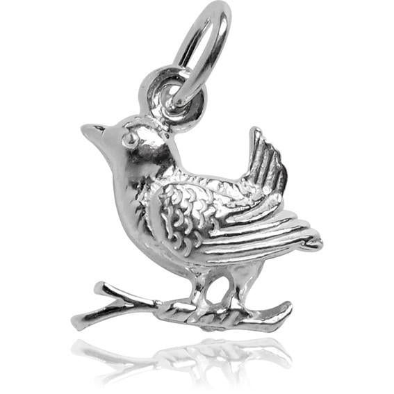 Wren bird charm sterling silver pendant