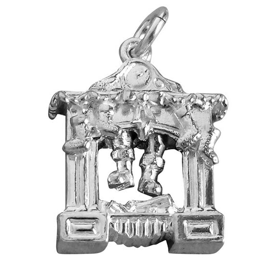 Sterling Silver or Gold Santa in Chimney Charm