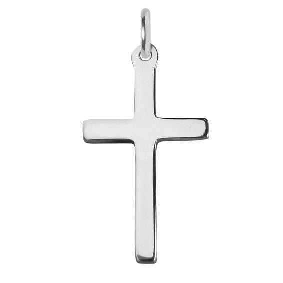 Sterling Silver or Gold Plain Cross Charm Pendant