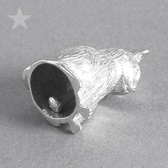 Cat Shaped Ringing Bell Charm Sterling Silver or Gold Pendant