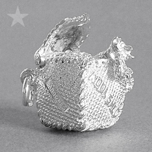 Sterling Silver or Gold Sheepdog in Wool Bale Charm Pendant