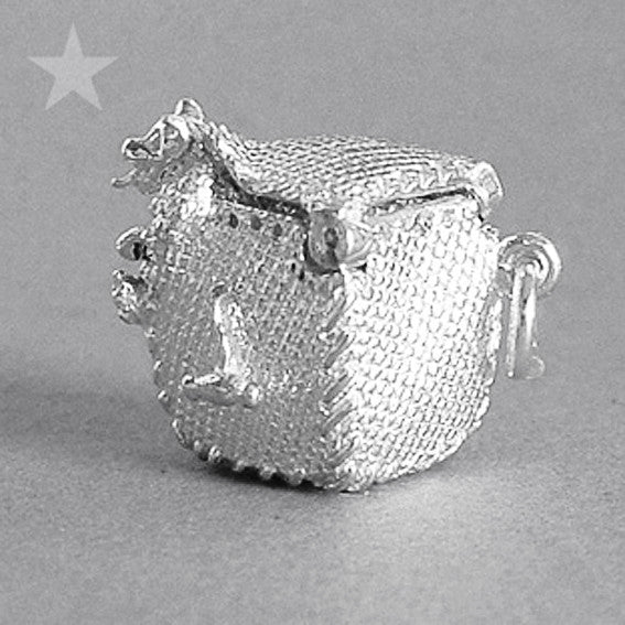 Sterling Silver or Gold Moveable Sheepdog in Wool Bale Charm Pendant
