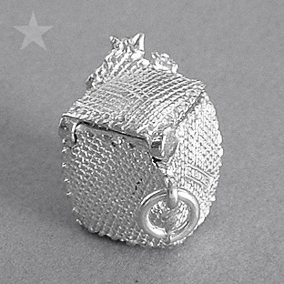 Sterling Silver or Gold Sheepdog in Wool Bale Charm Pendant