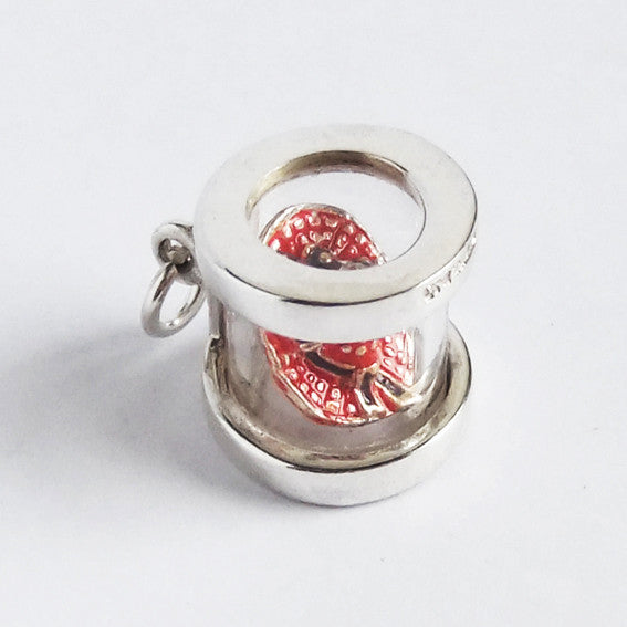 Sterling Silver Enamel Hat Box Charm Pendant | Silver Star Charms