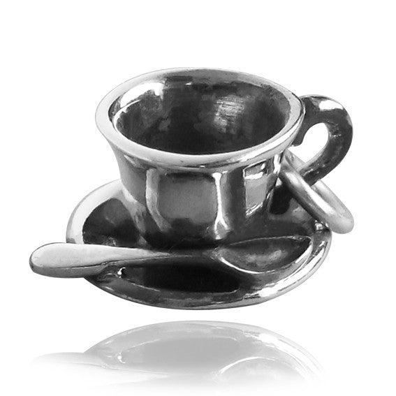 Sterling Silver Cup Saucer and Spoon Charm