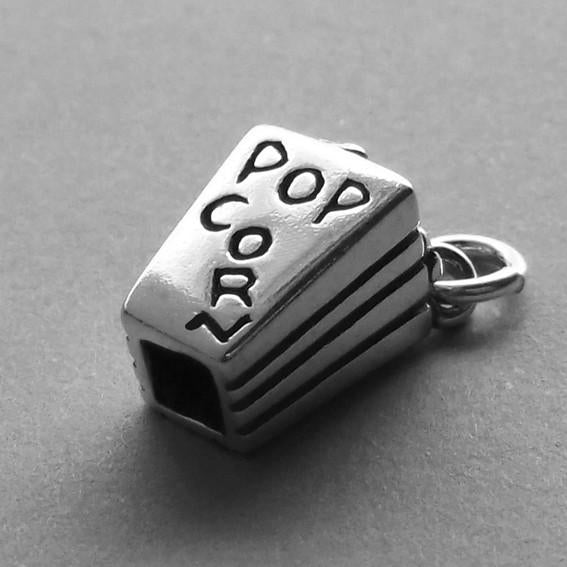 Popcorn Charm Sterling Silver Snack Food Pendant | Charmarama