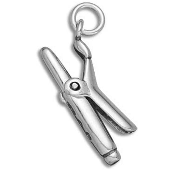 Sterling Silver Curling Tongs Charm | Charmarama