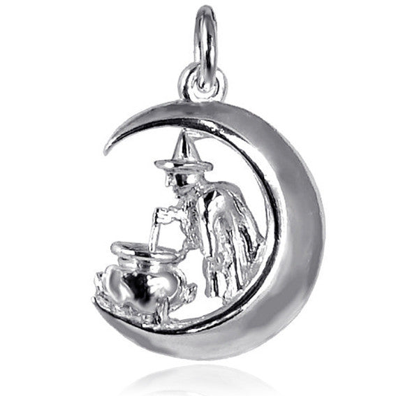 witch on moon charm