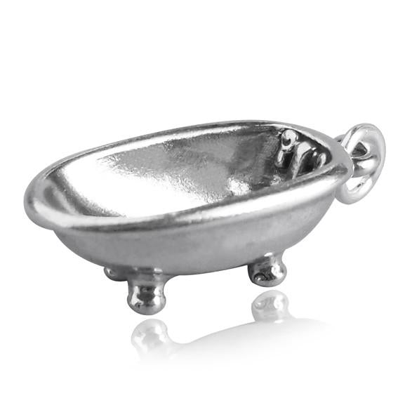 Claw foot bath tub charm sterling silver pendant