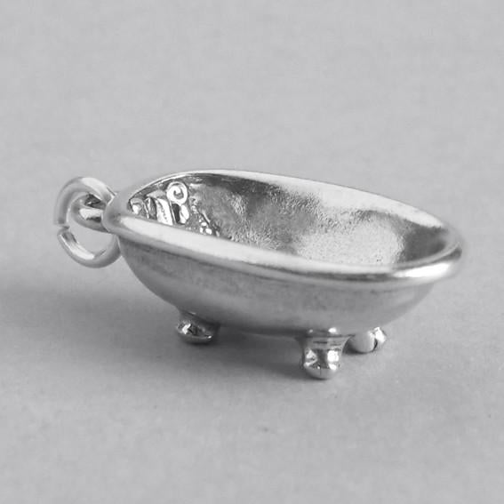 Claw foot bath tub charm sterling silver pendant