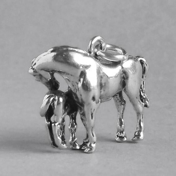 Sterling Silver Mare and Colt Charm