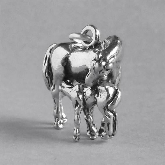 Sterling Silver Mare and Foal Charm