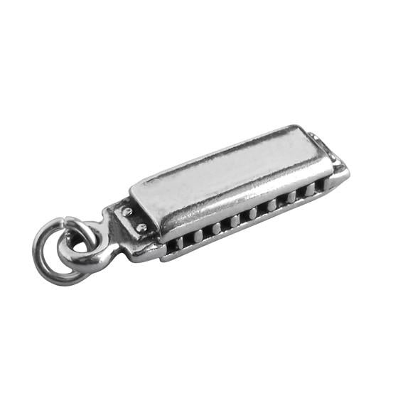 Harmonica mouth organ charm sterling 925 silver pendant