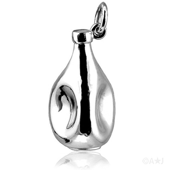 Opening Ship in a Bottle Charm in Sterling Silver and Gold