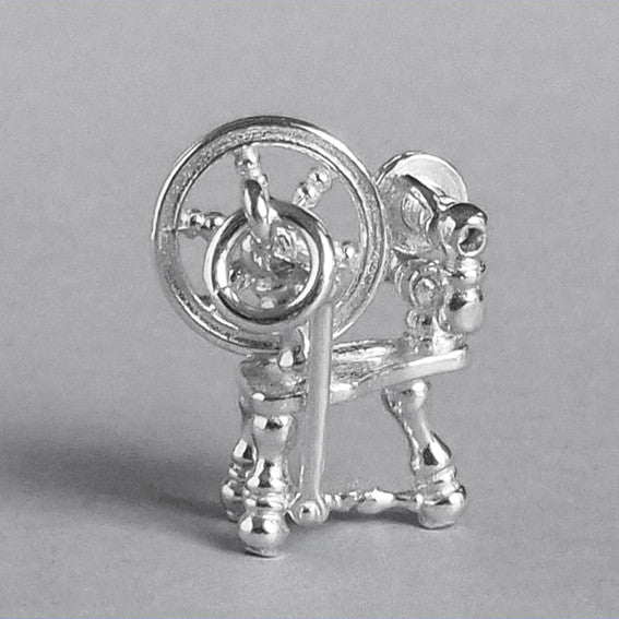 Mechanical Spinning Wheel Pendant in Sterling Silver or Gold