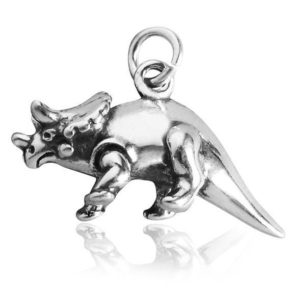 Sterling Silver Triceratops Dinosaur Charm