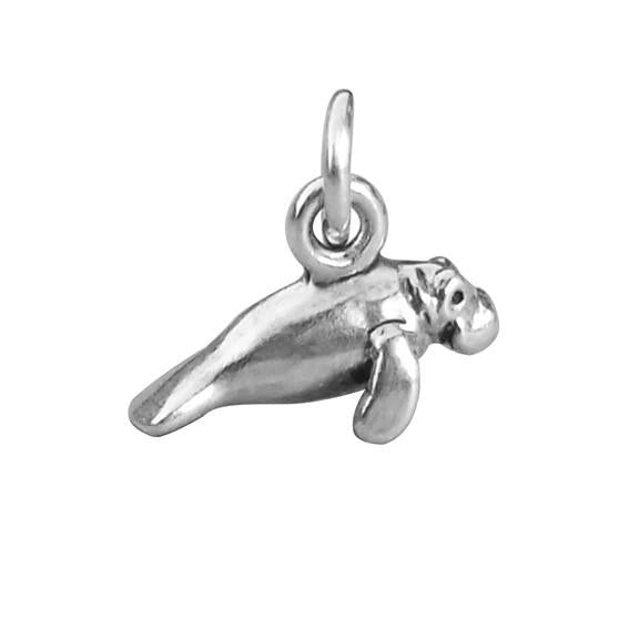 Small Sterling Silver Manatee Charm | Charmarama