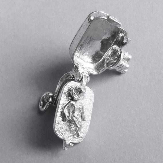 Opening Movie Camera Charm Pendant in Sterling Silver or Gold